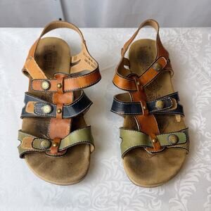 L’Artiste by Spring Step Terezia Leather Comfort Sandals Womens 40 Boho Hippie